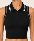 Court Line Polo Tank in Black with White