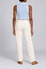 Rear studio view showing the full back and white collar tipping of Court Line Polo Tank in Blue with White.