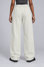 Rear view of Soft Pause Wide Leg Sweatpants in White Gray, showing the plain back and wide straight legs.
