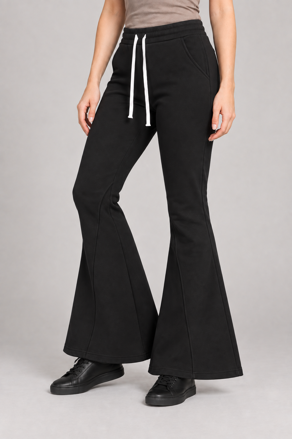 Quiet Bell Flared Sweatpants in Black