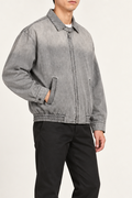Silver Hour Zip Denim Jacket in Light Gray