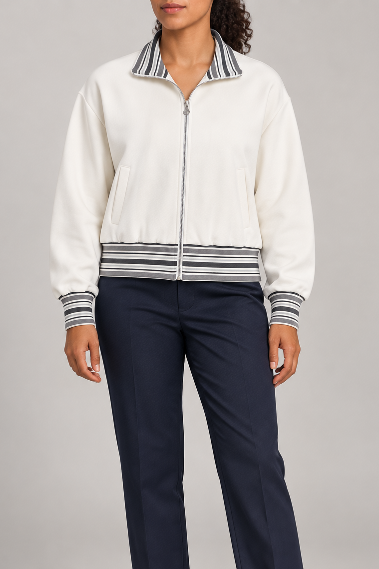 Club Tempo Rib Collar Jacket in Off White