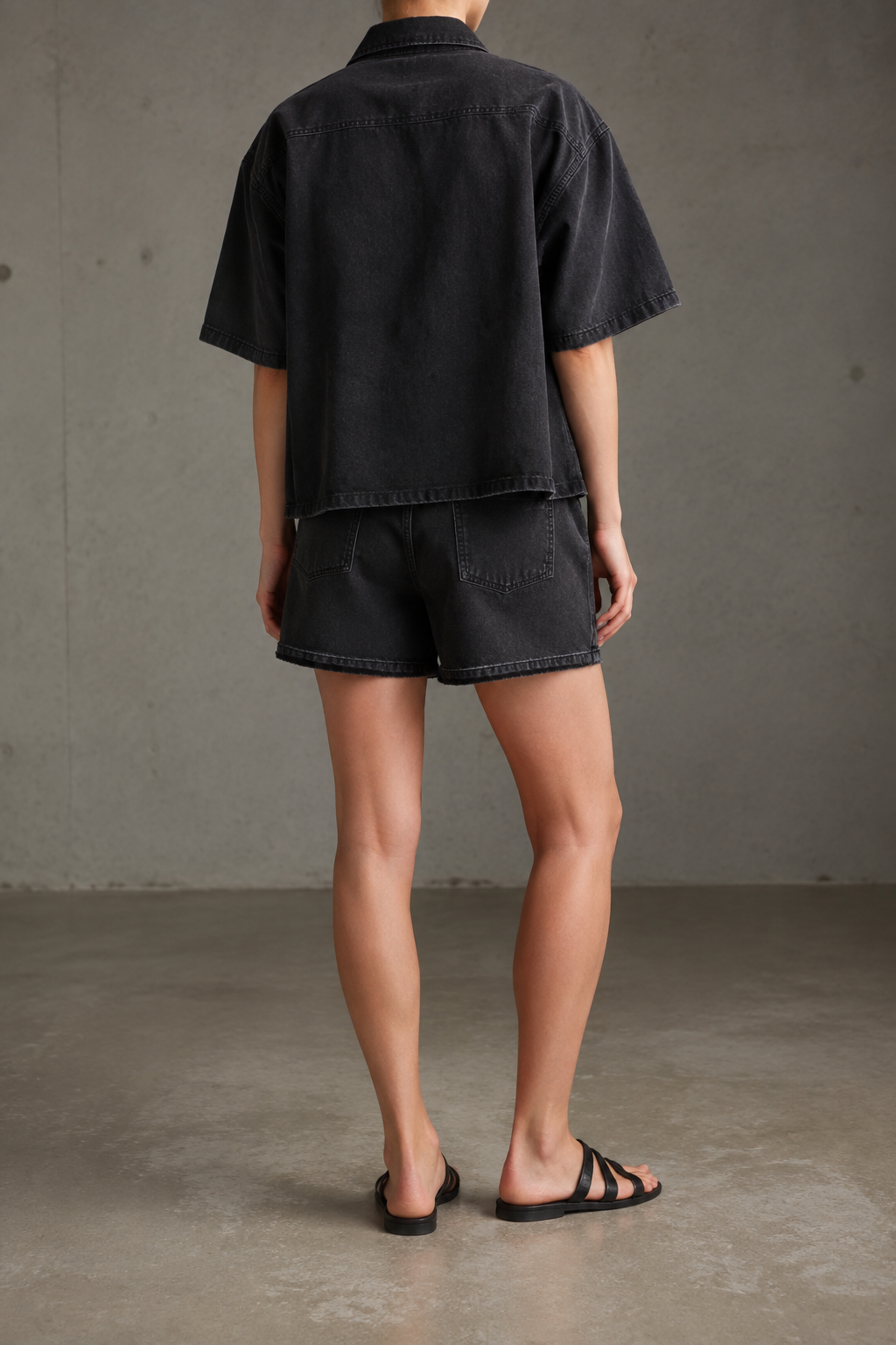 Blue Route Denim Shirt in Black view 2