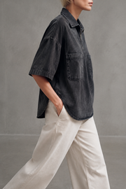 Blue Route Denim Shirt in Black view 4