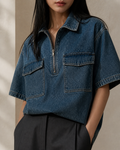 Blue Route Denim Shirt in Jeans Blue
