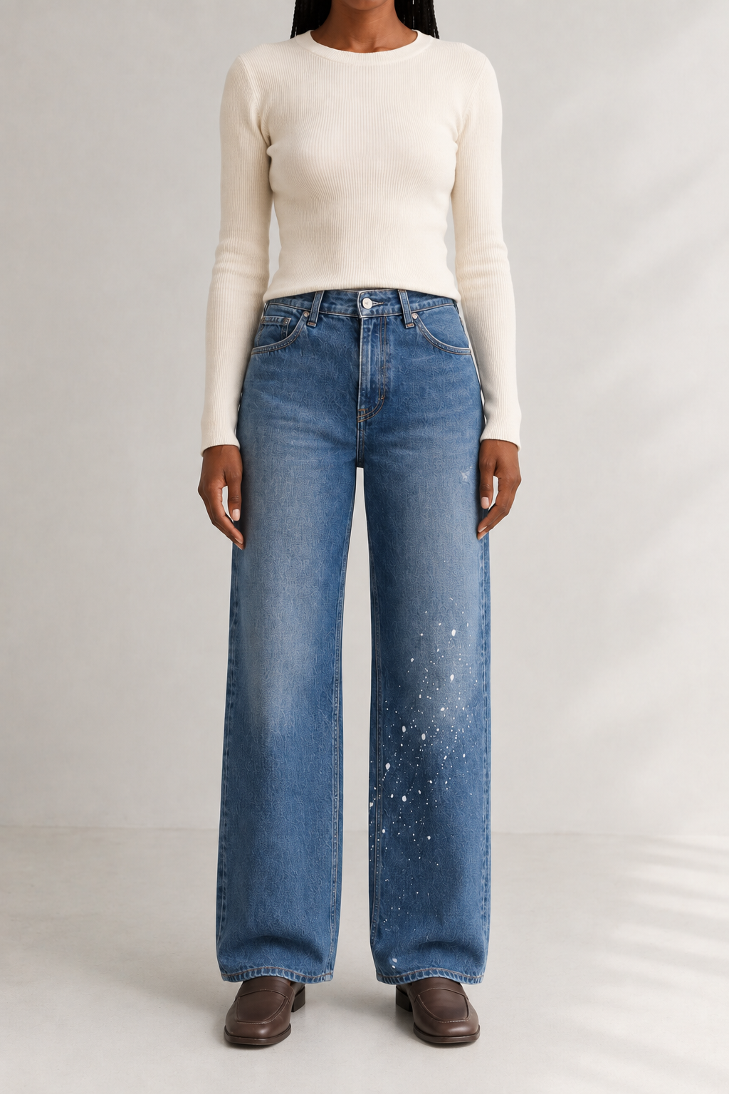 Blue Trace Straight Jeans front view