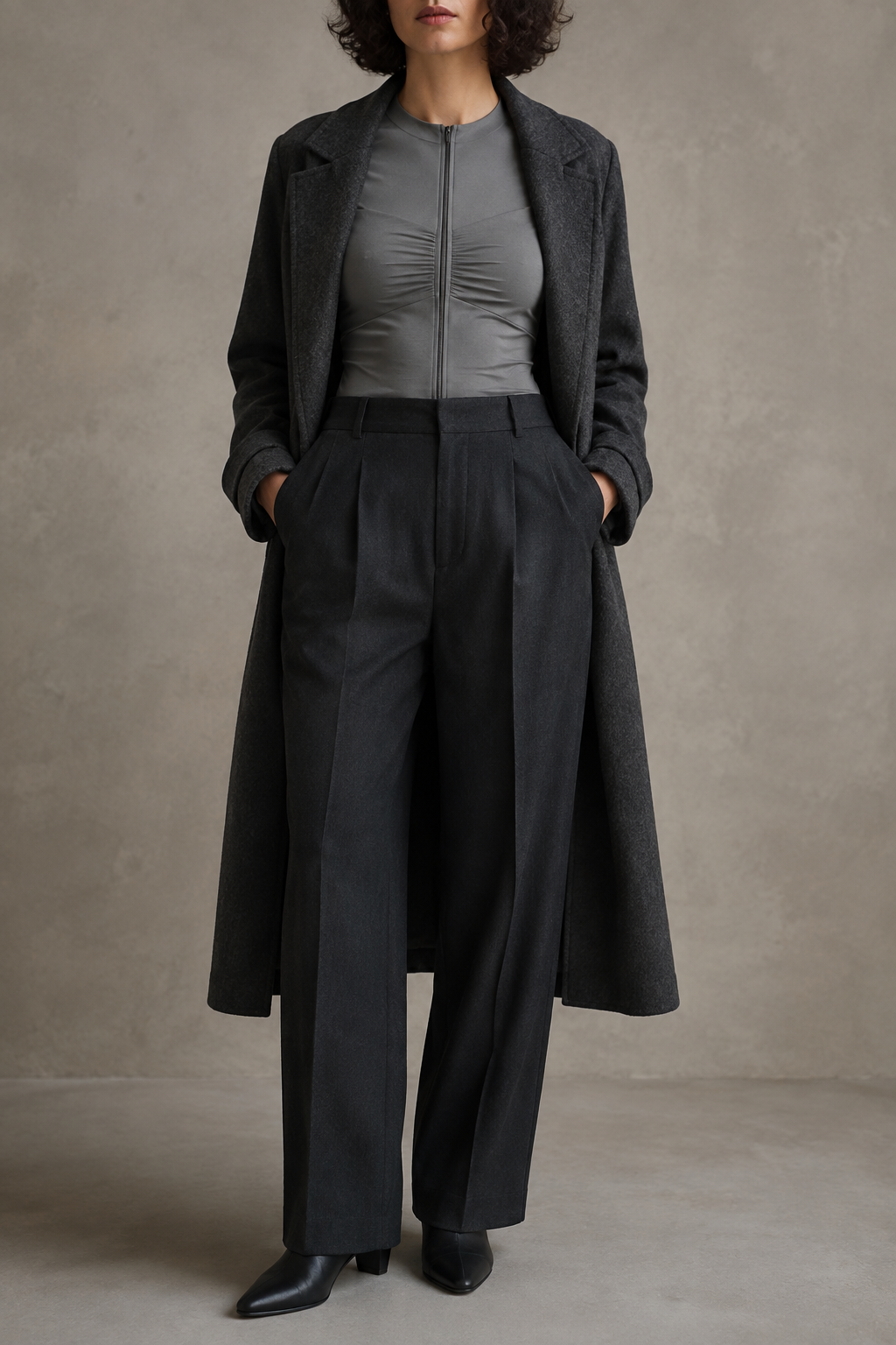 Current Ruched Bodysuit in Gray front styling