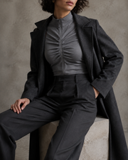 Current Ruched Bodysuit in Gray editorial look