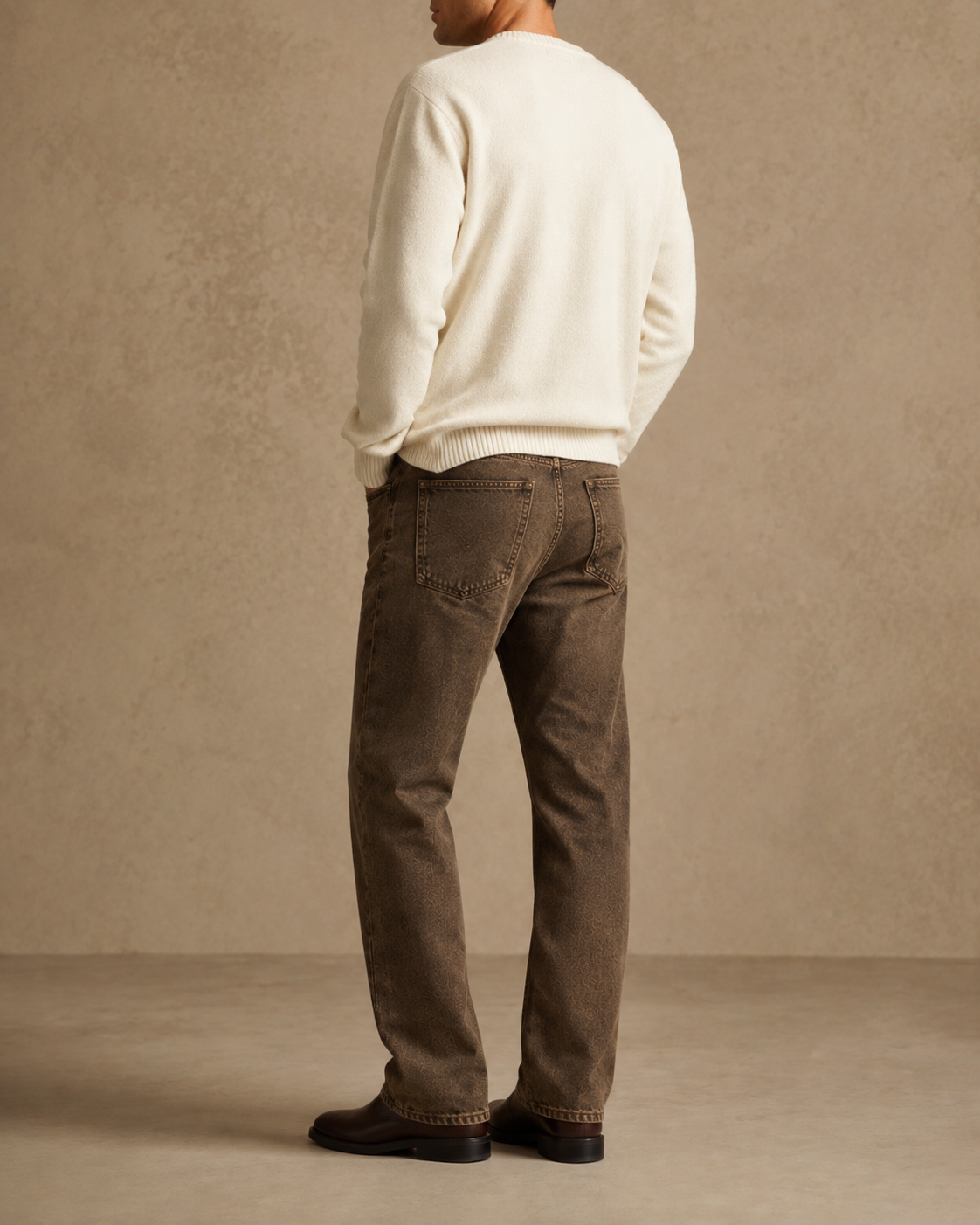 Drift Straight Jeans in Walnut Brown rear three quarter view