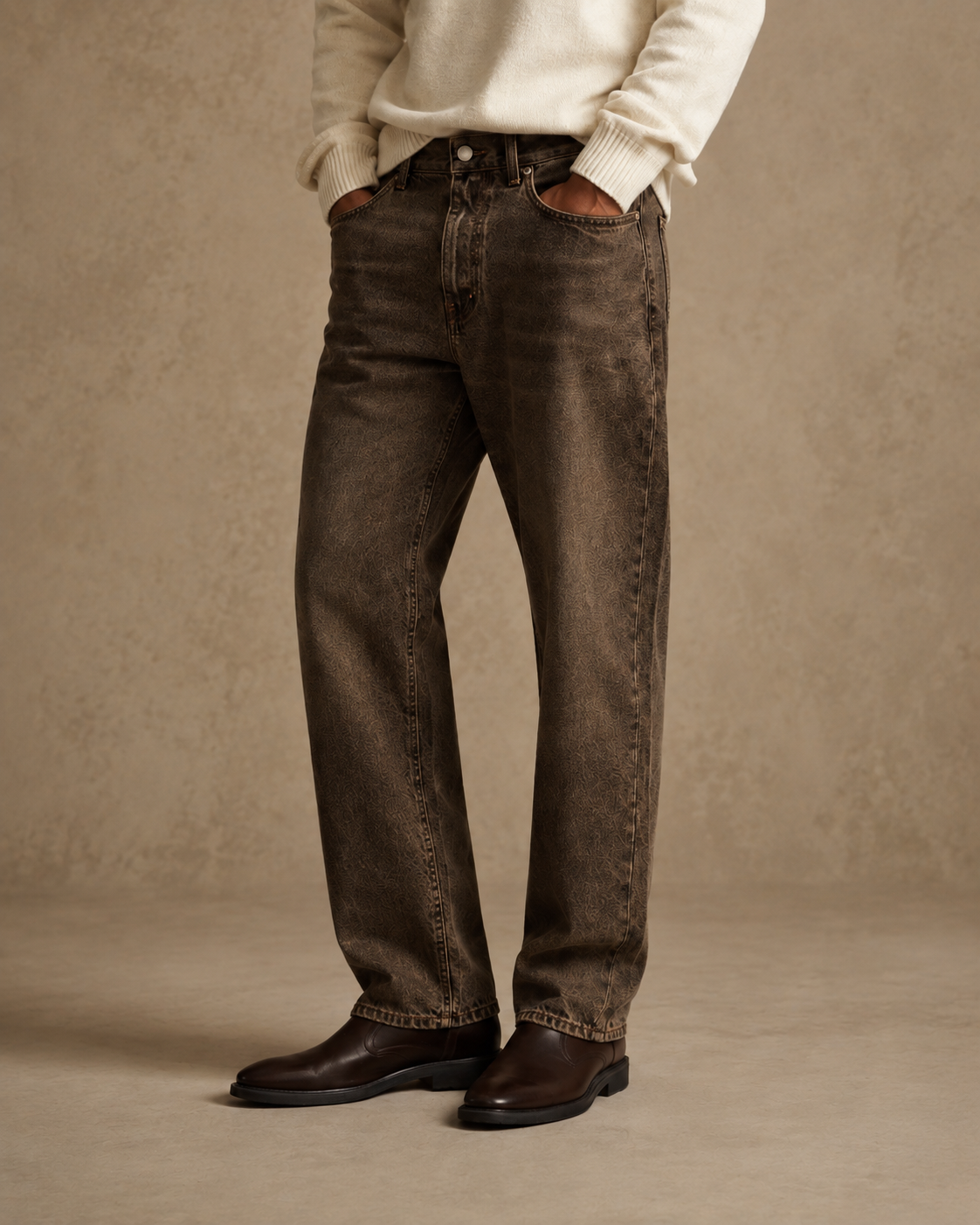 Drift Straight Jeans in Walnut Brown construction detail