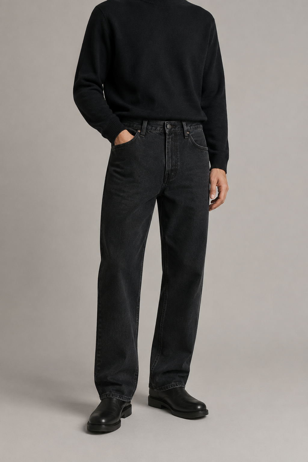 Drift Straight Jeans in Washed Black front view