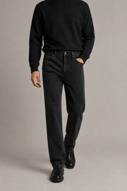 Drift Straight Jeans in Washed Black walking view