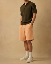 Field Cotton Short in Apricot front view