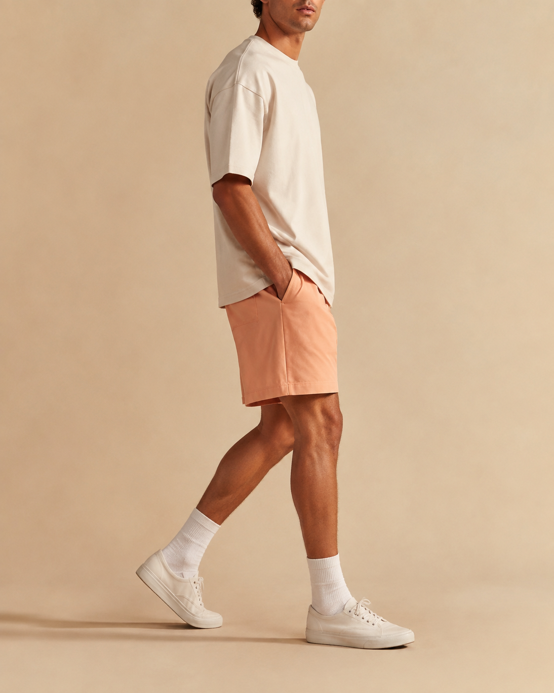 Field Cotton Short in Apricot side view