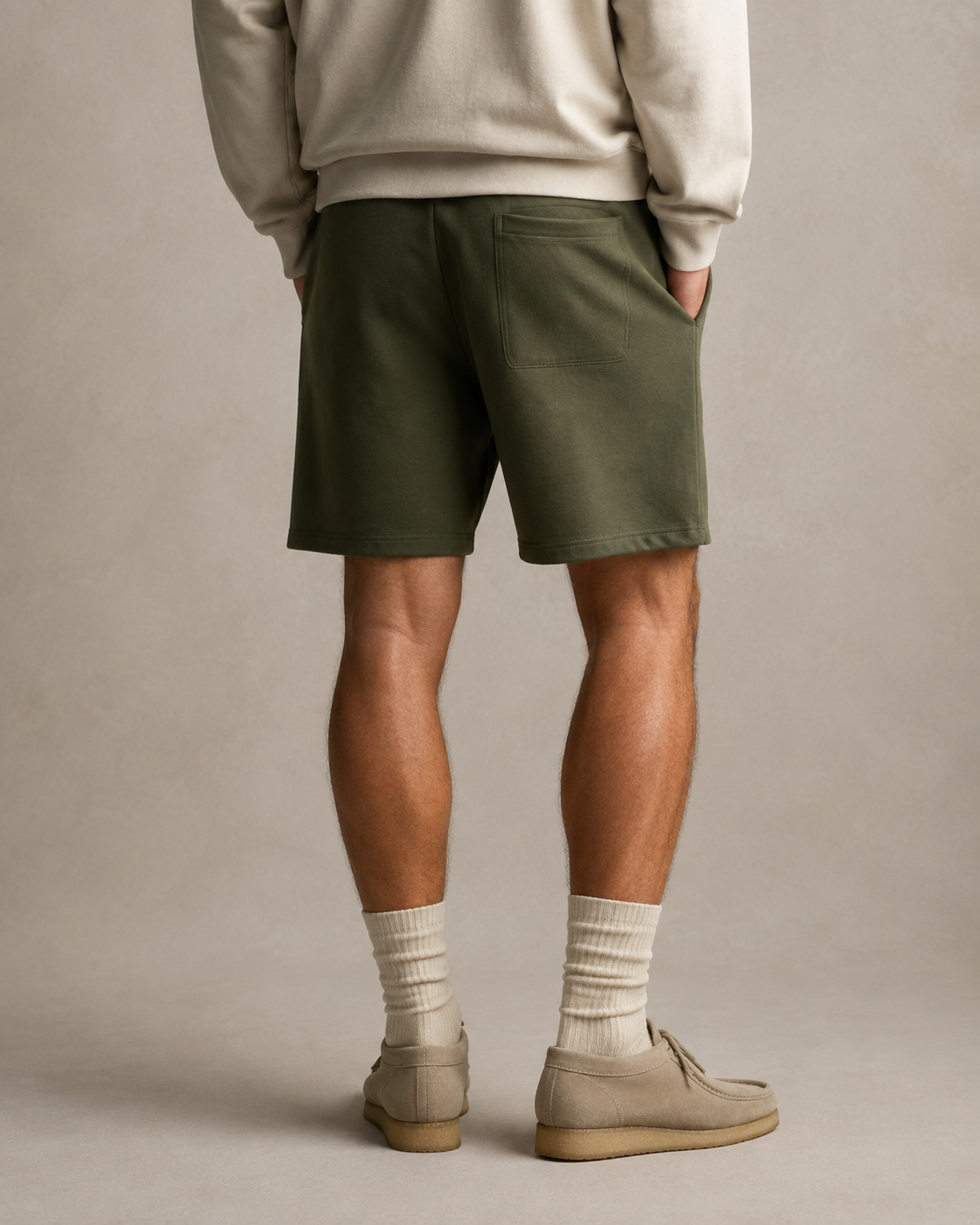 Field Cotton Short in Moss Green rear view