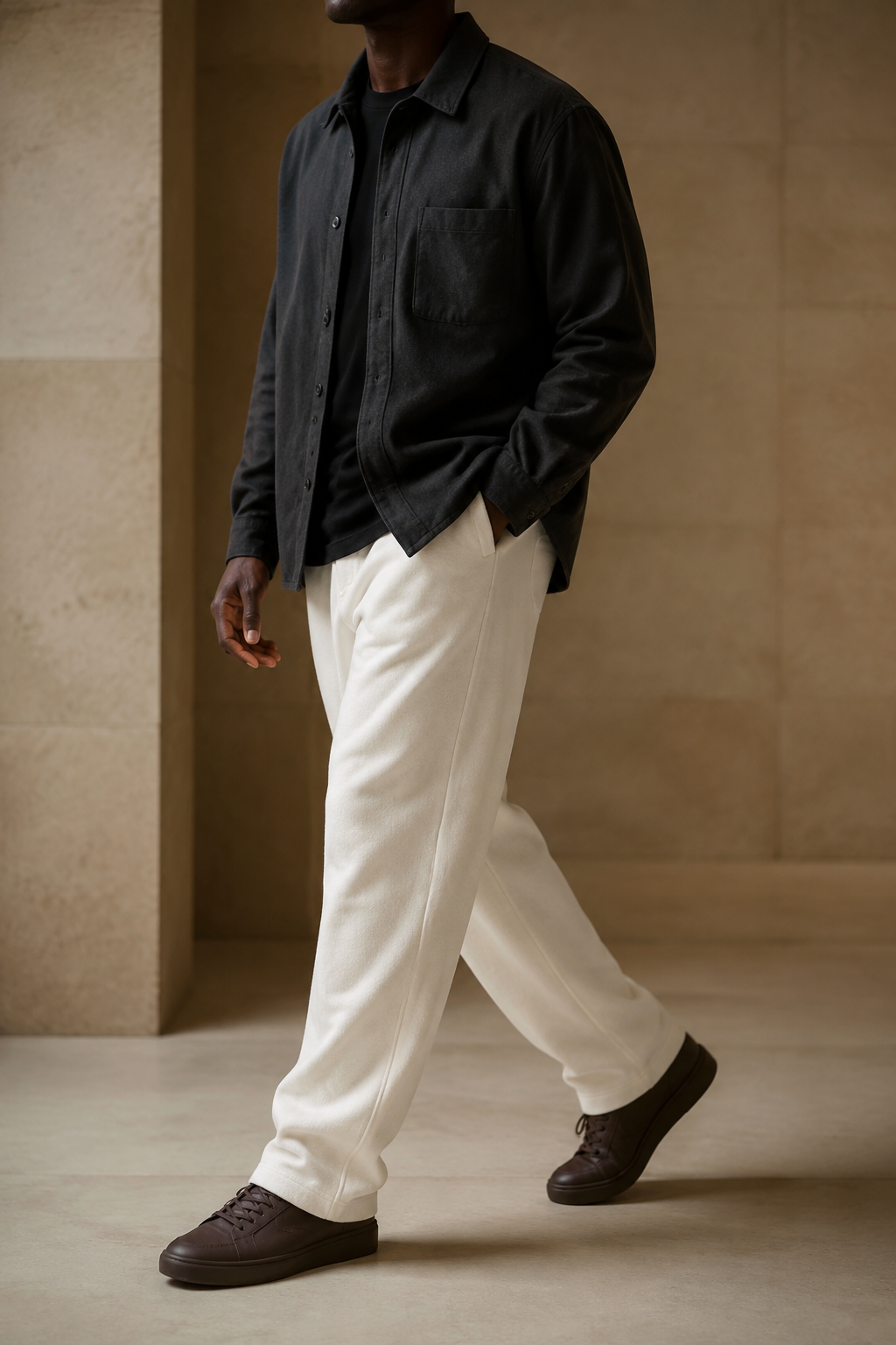 Form Heavy Pant in Lucent White side walking view