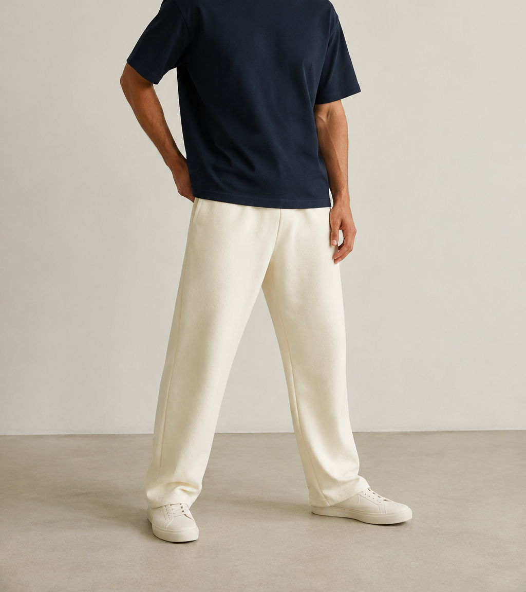 Men’s TELLS Heavyweight Navy Oversized T-Shirt — cropped below face
