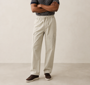 Men’s TELLS Straight-Leg Beige Cargo Pants — cropped below face