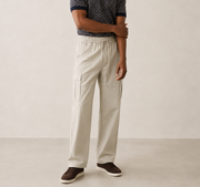 Men’s TELLS Straight-Leg Beige Cargo Pants — cropped below face
