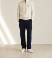 Men's Signature Quarter-Zip Beige Sweatshirt — cropped below face