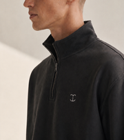 Men's Signature Quarter-Zip Dark Gray Sweatshirt — cropped below face