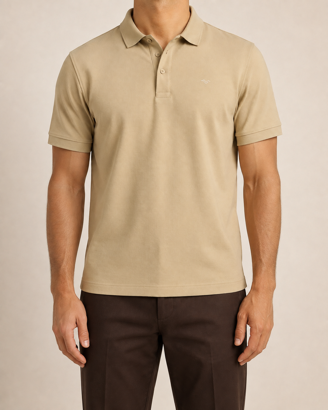 Meridian Pique Polo in Sand front