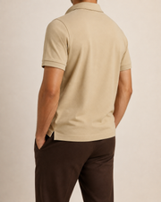 Meridian Pique Polo in Sand back