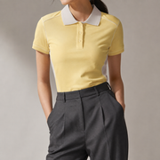 Mint Signal Polo in Light Yellow front styling