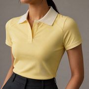 Mint Signal Polo in Light Yellow fabric detail