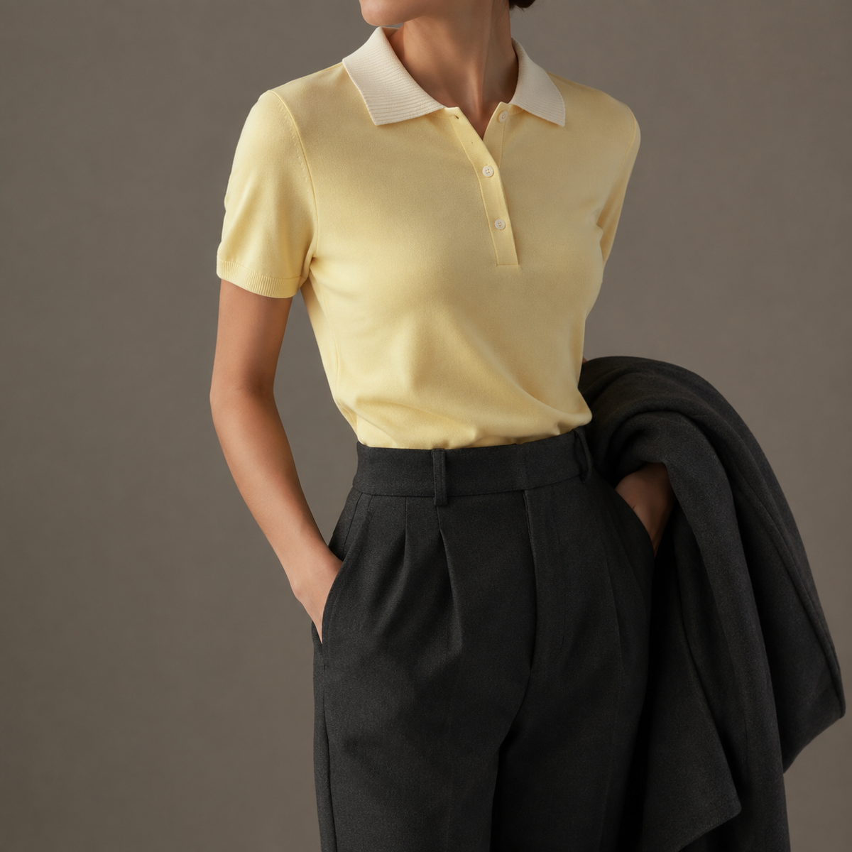 Mint Signal Polo in Light Yellow tailored styling