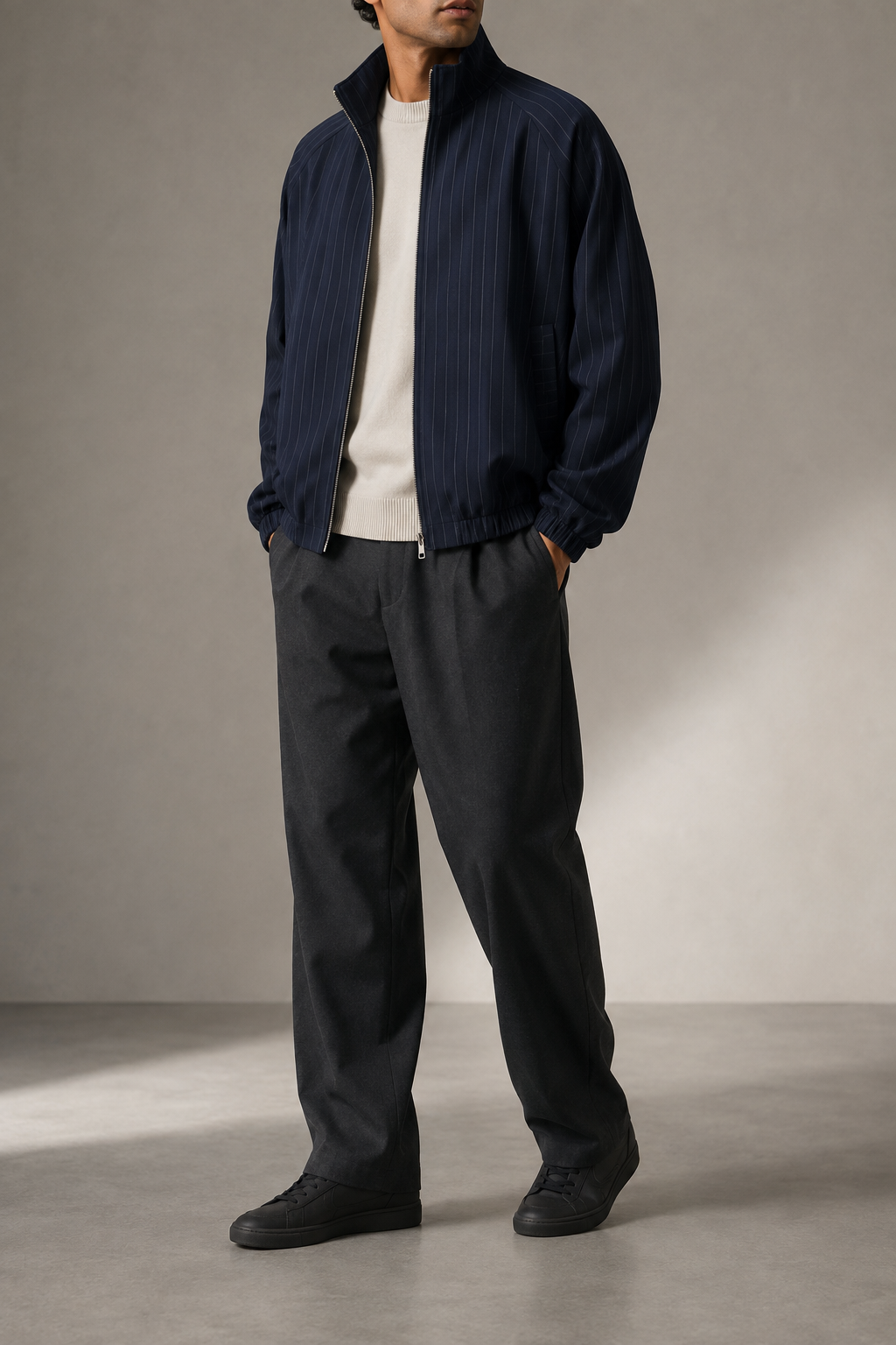 Night Route Track Jacket in Navy Blue front hero