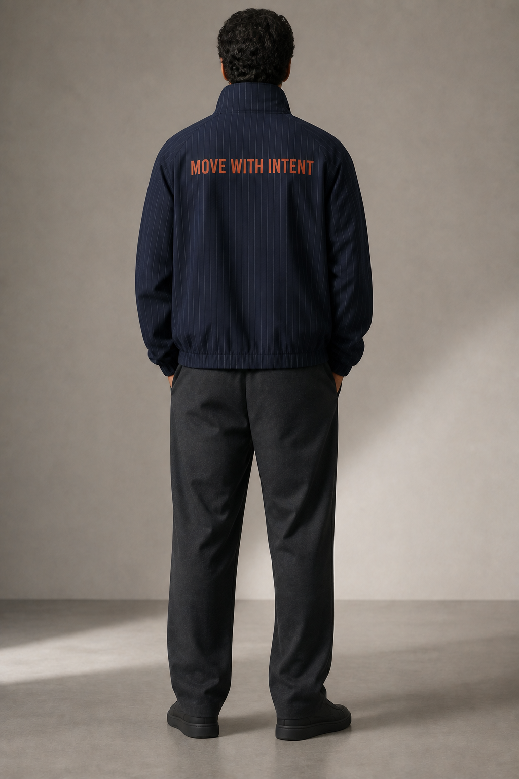 Night Route Track Jacket in Navy Blue back quote