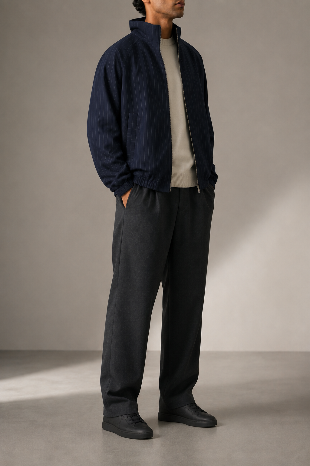 Night Route Track Jacket in Navy Blue side view