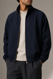 Night Route Track Jacket in Navy Blue front detail