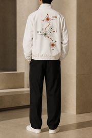 Night Route Track Jacket in White back graphic view