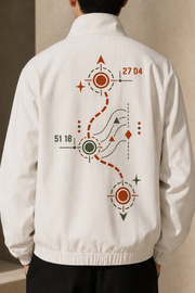 Night Route Track Jacket in White back graphic detail