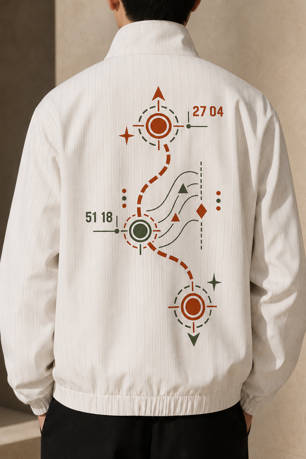 Night Route Track Jacket in White back graphic detail