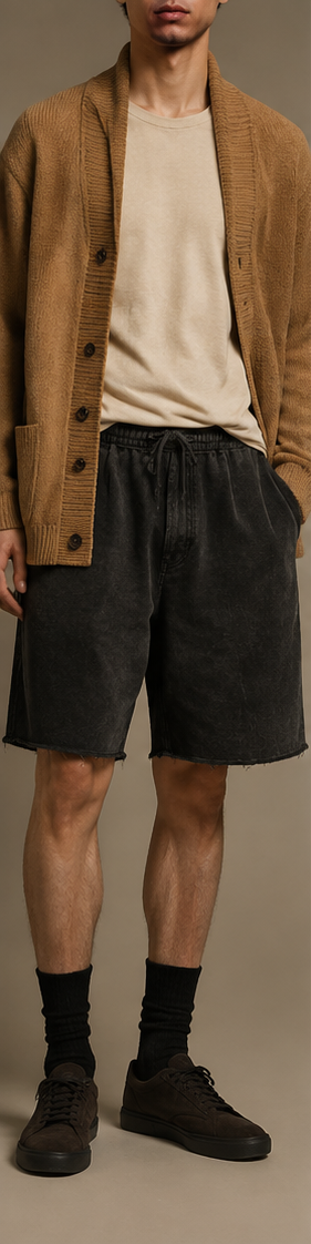 Rawpath Cotton Short in Black front editorial view