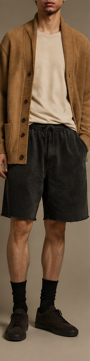 Rawpath Cotton Short in Black front editorial view