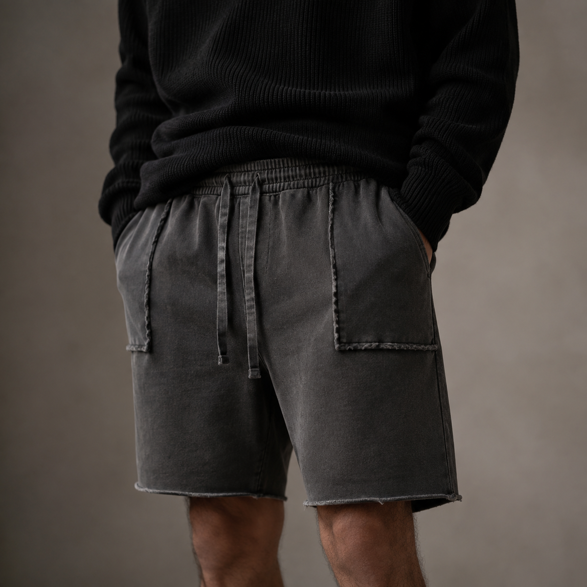 Rawpath Cotton Short in Dark Gray