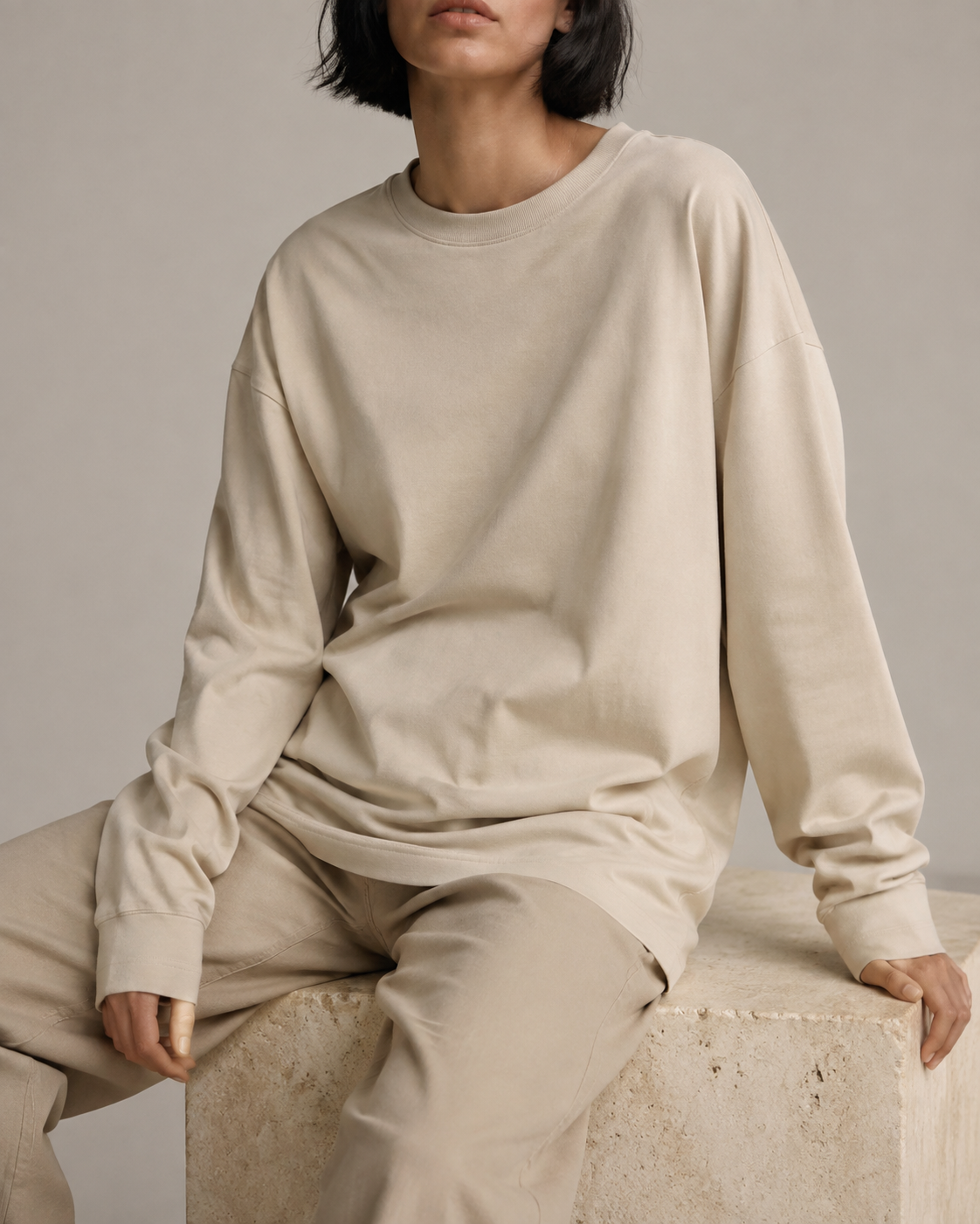 Sandnote Long Sleeve in Sand Color view 5