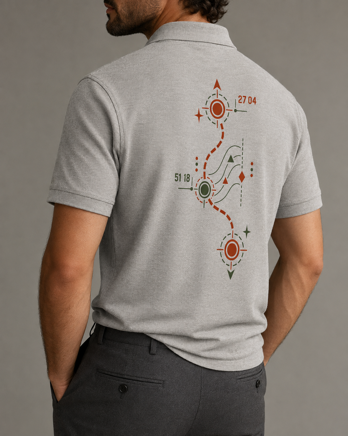 Signal Pique Polo in Grey Melange back angle