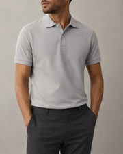 Signal Pique Polo in Grey Melange clean front