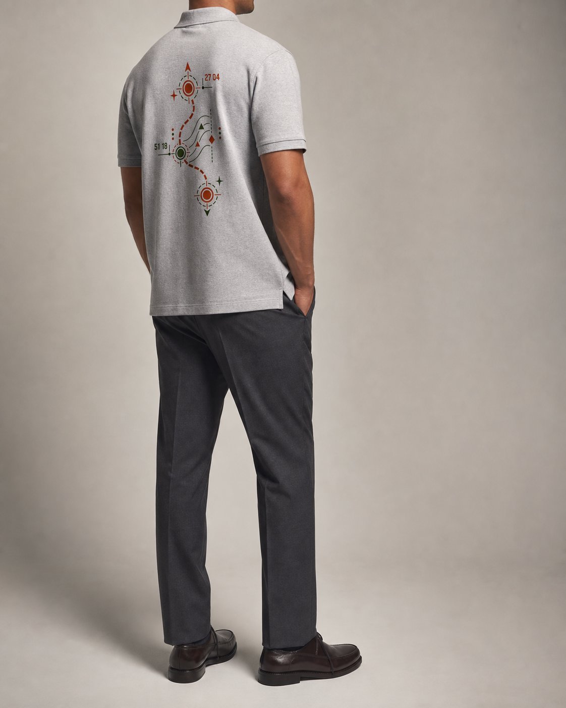 Signal Pique Polo in Grey Melange full styling