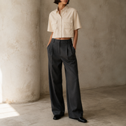 Soft Mark Crop Shirt in Apricot front view