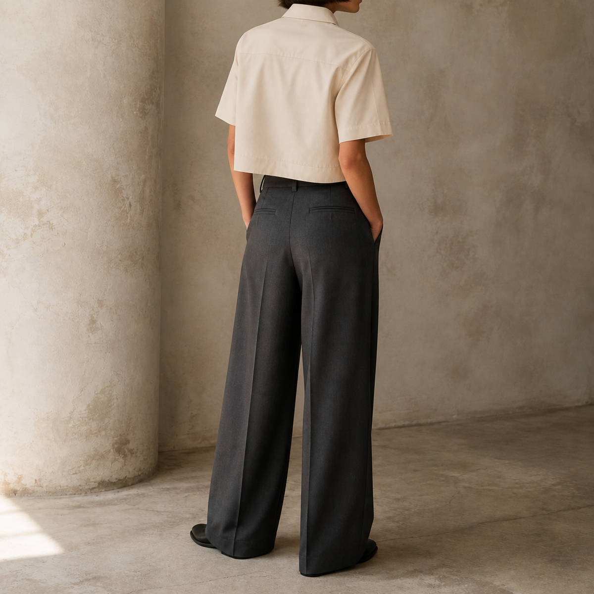 Soft Mark Crop Shirt in Apricot back view