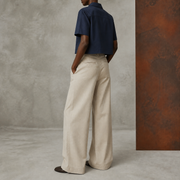 Soft Mark Crop Shirt in Navy Blue back view