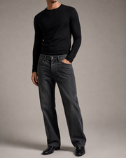 Still Straight Jeans in Dark Gray front three quarter view