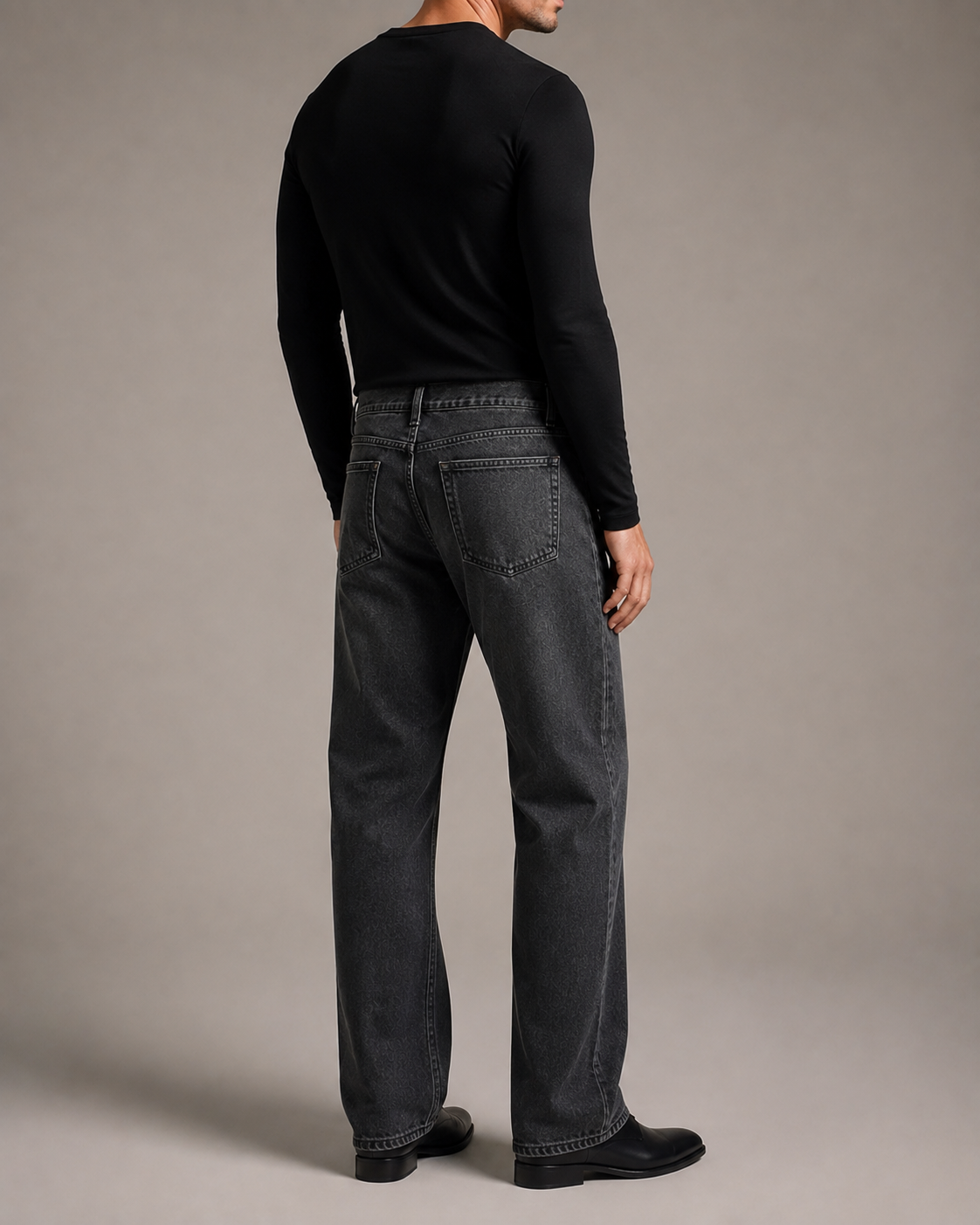 Still Straight Jeans in Dark Gray rear three quarter view