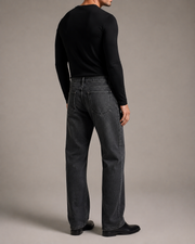 Still Straight Jeans in Dark Gray rear three quarter view